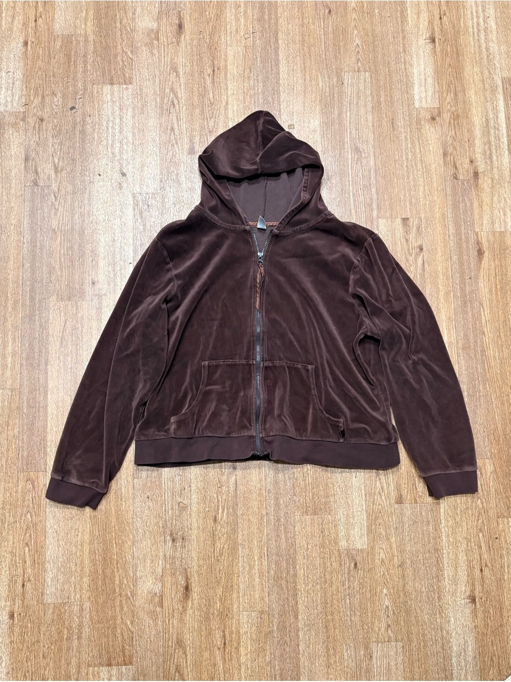 Old Navy Dark Brown Velour Zip Hoodie Jacket